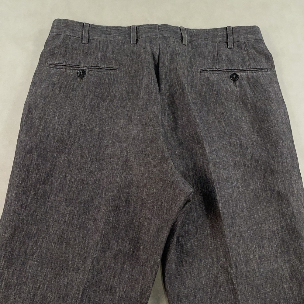 Ermenegildo Zegna Pants Mens 34x32 Gray 100% Linen Straight Leg Dress Business - Picture 8 of 15